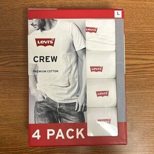LEVI’S L White Red Logo Crew Tag Free Premium Cotton Short Sleeve Tee Set of 4